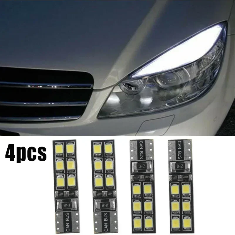 4x Auto Error Eyebrow Eyelid Light LED For Mercedes-Benz W204 C300 C350 T10-12SMD-283 6000K White 9.5x34MM Eyebrow Eyelid Lamp