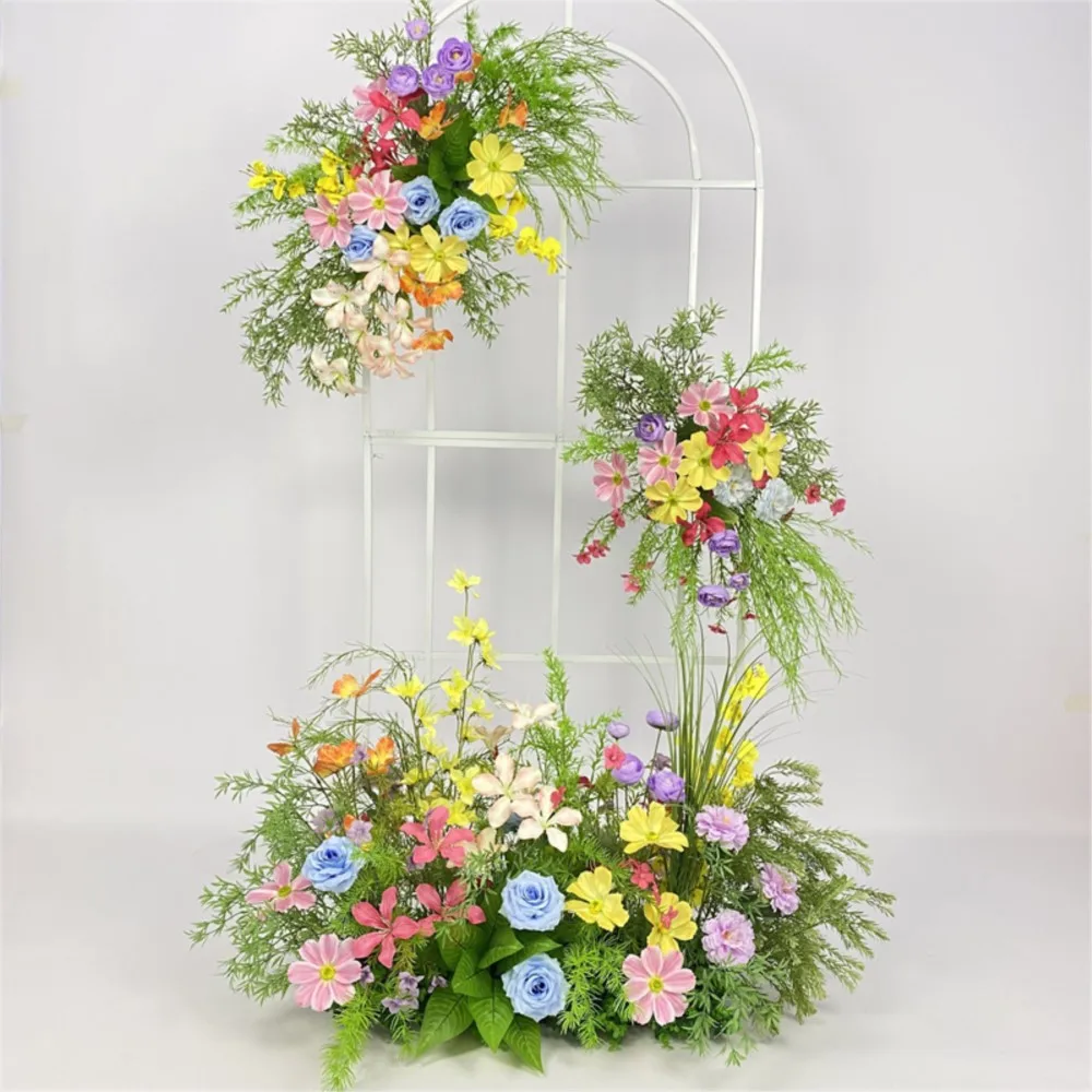

Uflower Artificial Colorful Flower Row Aisle Floor Flower Wedding Arch Backdrop Decor Hang Floral Window Display Party Props