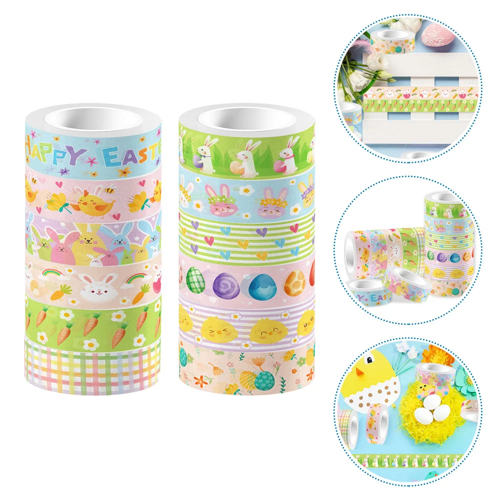 12 Rolls Easter Tape Decorative Craft Scrapbook Scrapbooking Crafts Stationery Sticker