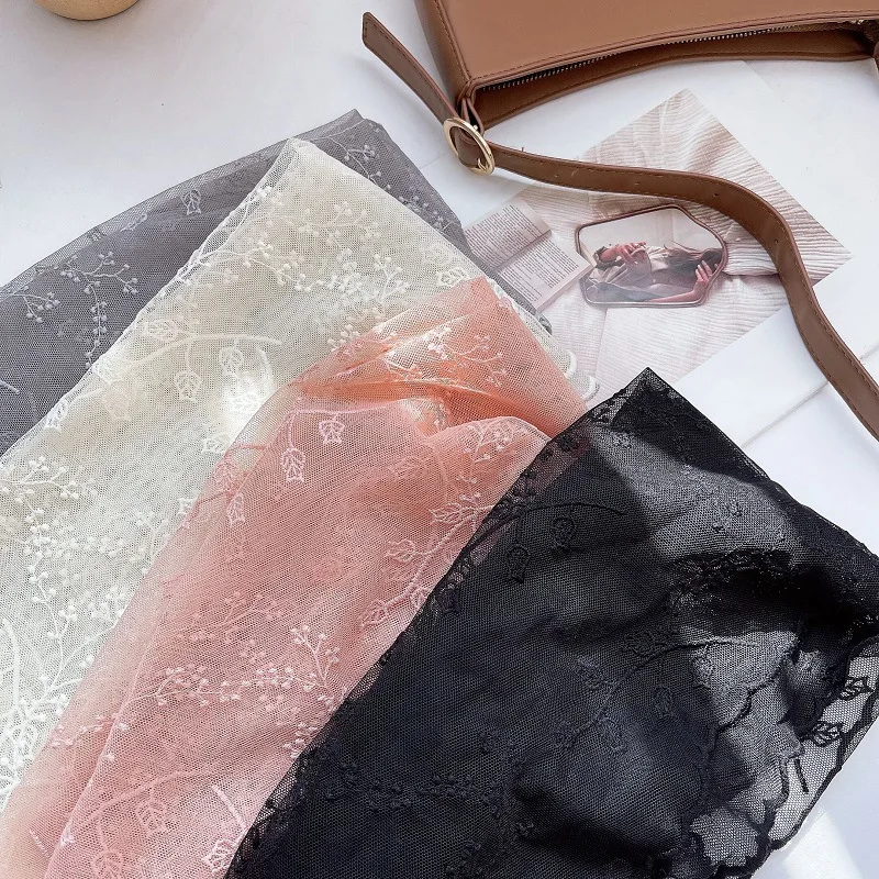 

Fresh Embroidered Lace Scarf Elegant Retro Color Literary Women's Spring and Autumn Korean Edition Thin Edition