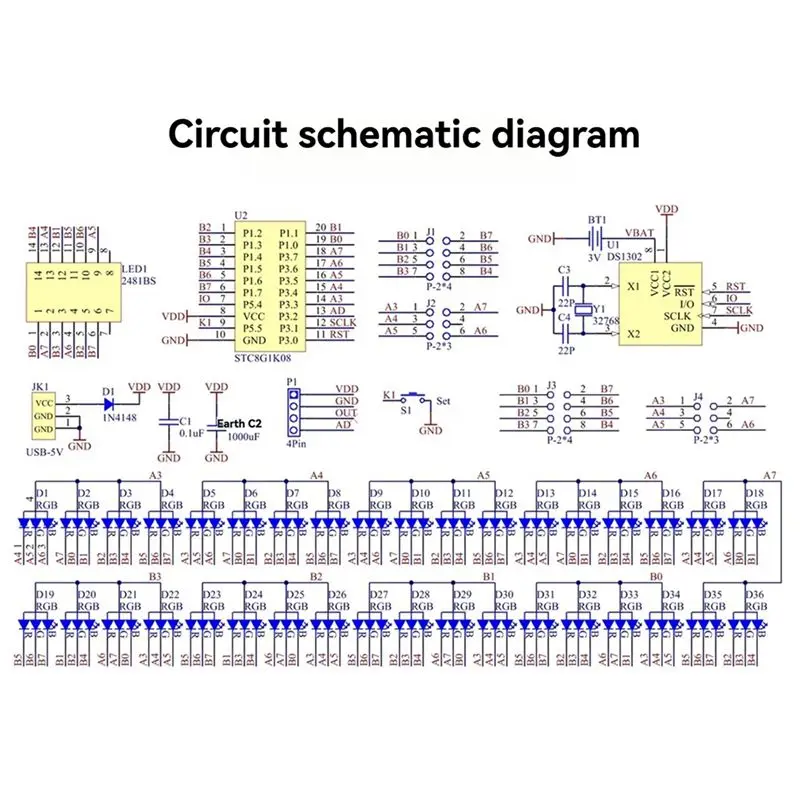 A67P-DC 5V Colorful LED Sound Control Spectrum Rhythm Light Module Digital Clock Electronic DIY Welding Practice Kit