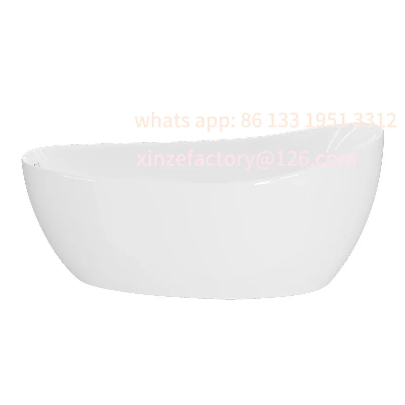 

Customizable acrylic bathtub full-size hotel home full skirt crescent freestanding adult