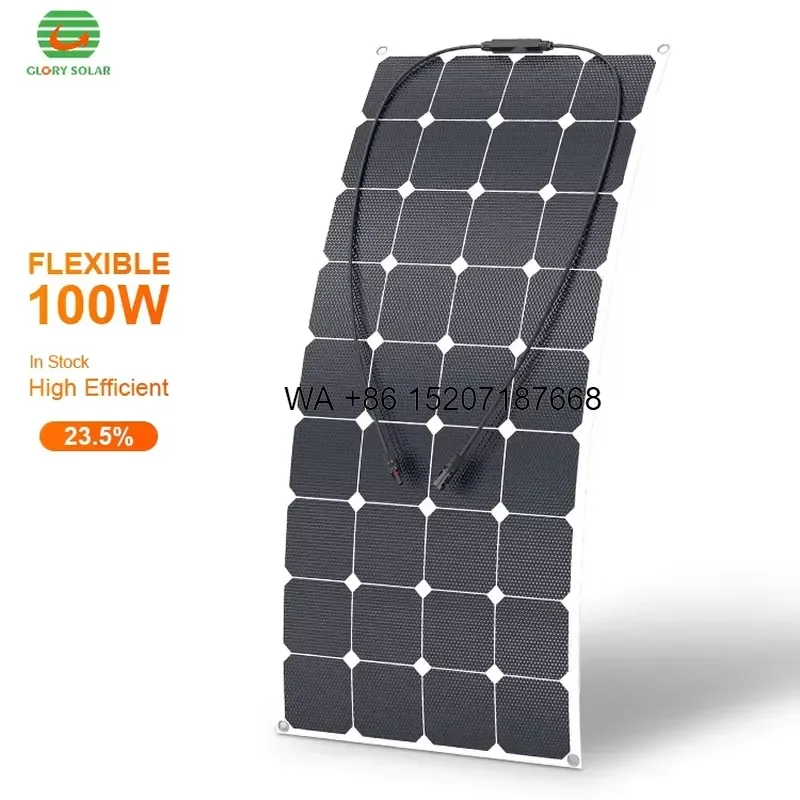 Wmwmnu for Germany Market Hot Selling 100W 18V Sunpower Flexible Solar Panel OEM Power PET White Backsheet for RV Boat