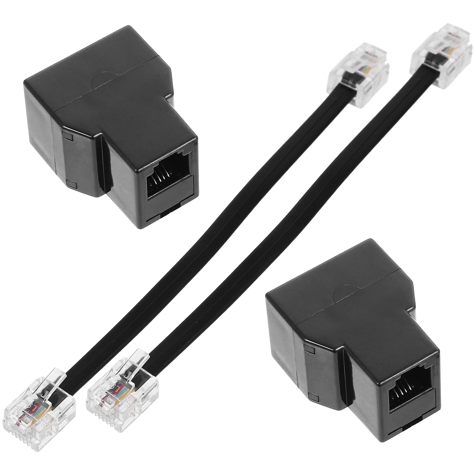 2 Pcs Telephone Cord Line Adapter Cable for Telephones with Splitter Adapters Rj11