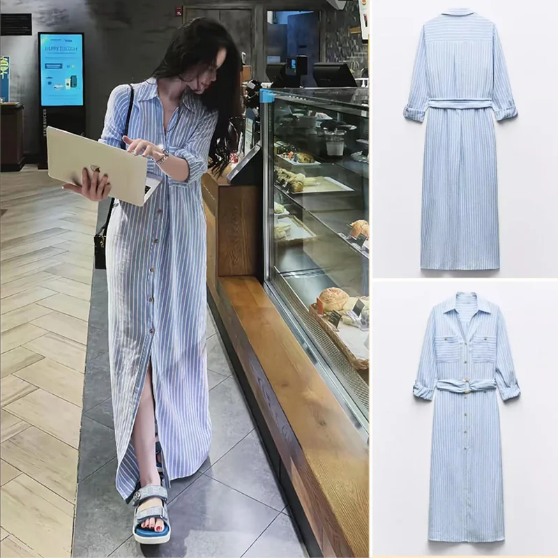 

Ele Long Sve Dr V-Ne Воротник Пояс Декоративная застежка на пуговицы Юбка-трапеция Боковая молния для свадьбы и года...