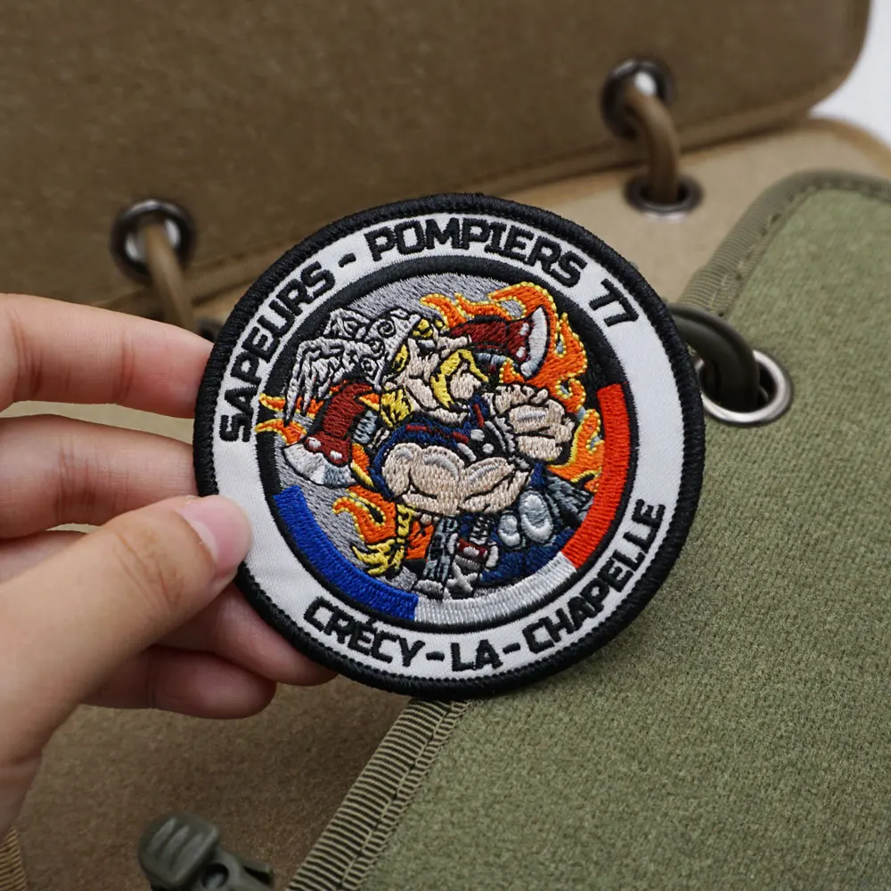 SAPEURS-POMPIERS 77 CRECY LA CHAPELLE,high quality military tactical embroidery patches, labels, badges, with hooks,customizable