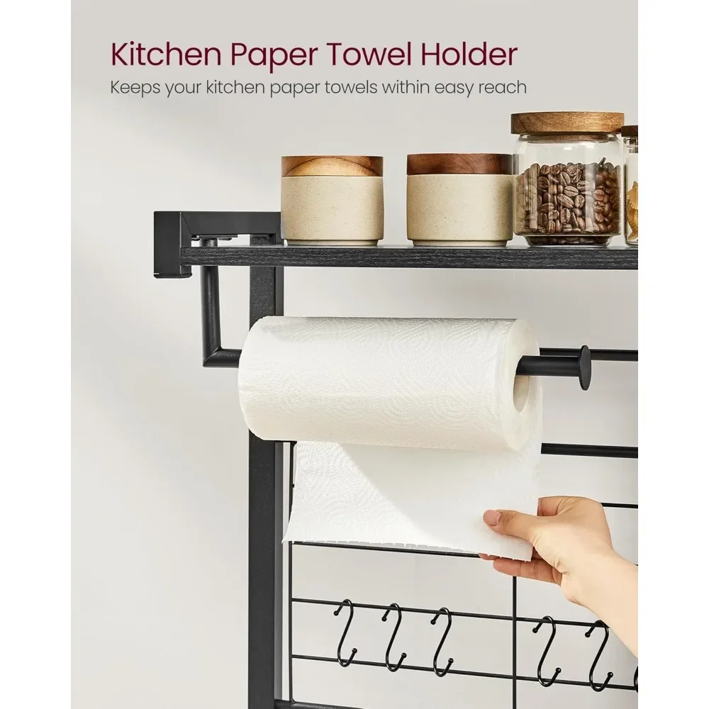 

Bakers Rack with Magnetic Knife Holder, Paper Holder, Wire Basket, 8 Hooks, Organizers and Storage, Baker's Rack, Customized