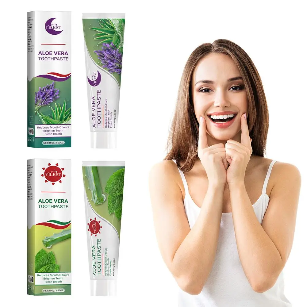 Lavanda Aloe creme dental, remoção de mancha, branco brilhante, respiração clara, 100g, novo