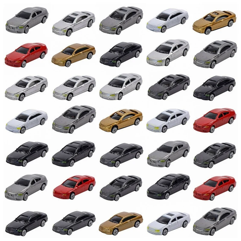 

50Pcs 1:87 HO Scale Model Car Painted Car Models HO/TT/N Scale Railway Modeling Making Mat