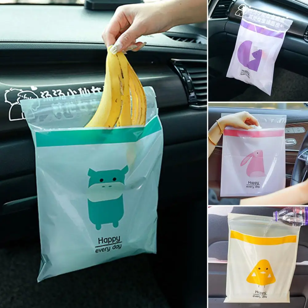 Car Trash Pouch Daily Use15Pcs Garbage Bag Self-adhesive Waterproof Leakproof No Residue Cute Chick Pattern Disposable