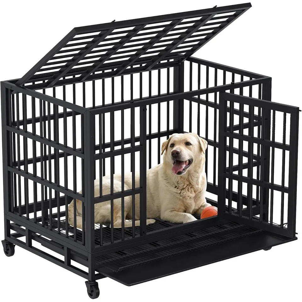 Heavy Duty Dog Crate with Lockable Wheels