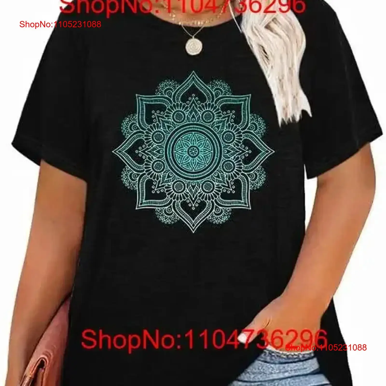 

Women's Geometric Flower Pattern Casual Black Short sleeved T shirt vintage Washed Versatile Comfortable Stylish Soft vintage