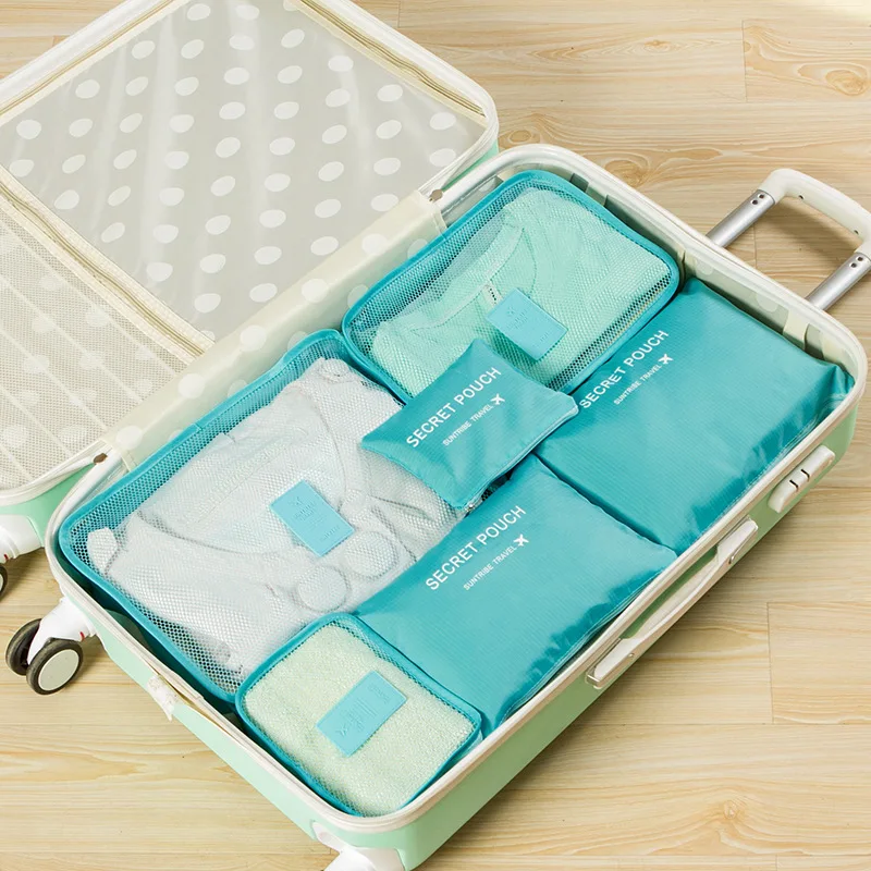 6-delig/set reisopbergtas draagbare grote capaciteit waterdichte bagageruimte kleding ondergoed opbergtas met ritssluiting