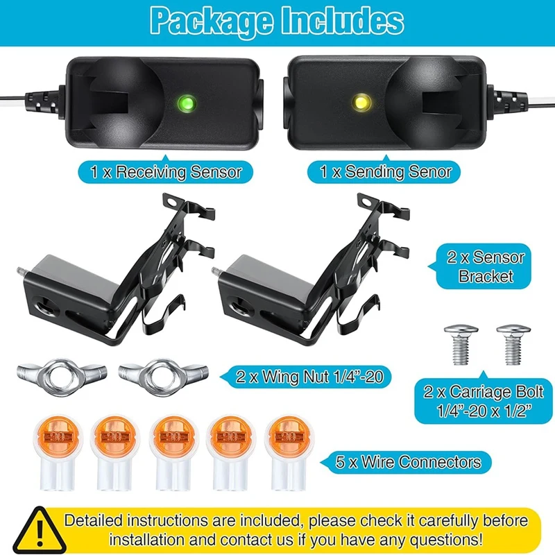 Capteur de sécurité avec support de remplacement rapide, compatible avec les yeux de faisceau de capteur, capteurs de porte de garage, adapté pour Rivière A5034