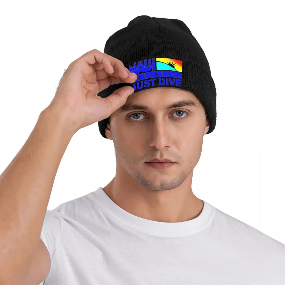 NAUI ความละเอียดของหมวกดําน้ํา Beanie หมวก Rainbow โลโก้ถักหมวก Hippie Elastic ผู้ชายผู้หญิงหมวกฤดูใบไม้ผลิ Casual Bonnet หมวกปัจจุบัน