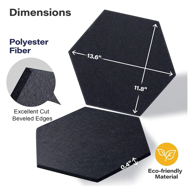 ABLB-Acoustic Panels, 12 Pack Soundproof Wall Panels,Self-Adhesive Sound Absorbing, Hexagon Sound Proof Panels