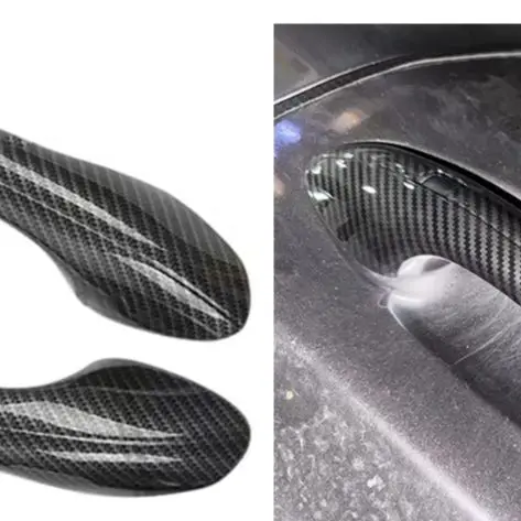 Door Handle Cover Trim For Hyundai Santa Fe TM 2019-2022 Carbon Fiber ABS Protective Stickers Stylish Exterior Decor Set 4Pcs