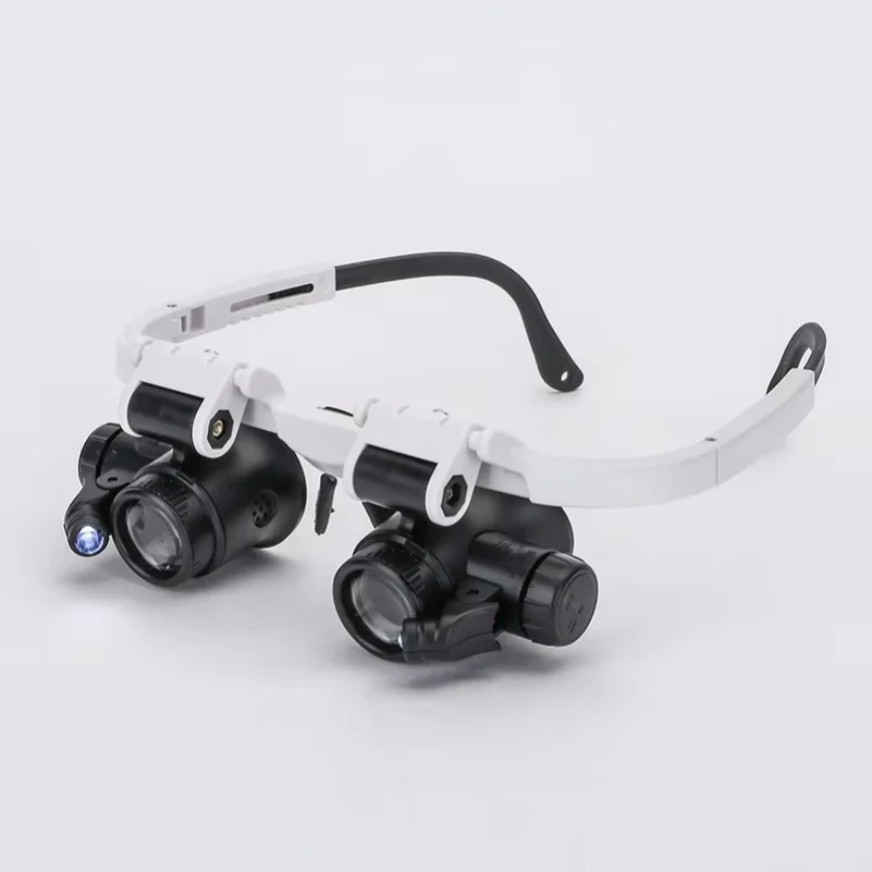 2XLED Watch Jeweler Repair Magnifier Head-Mounted Headband Adjustable Magnifying Head Eye Glasses Loupe Lens 8X 15X 23X