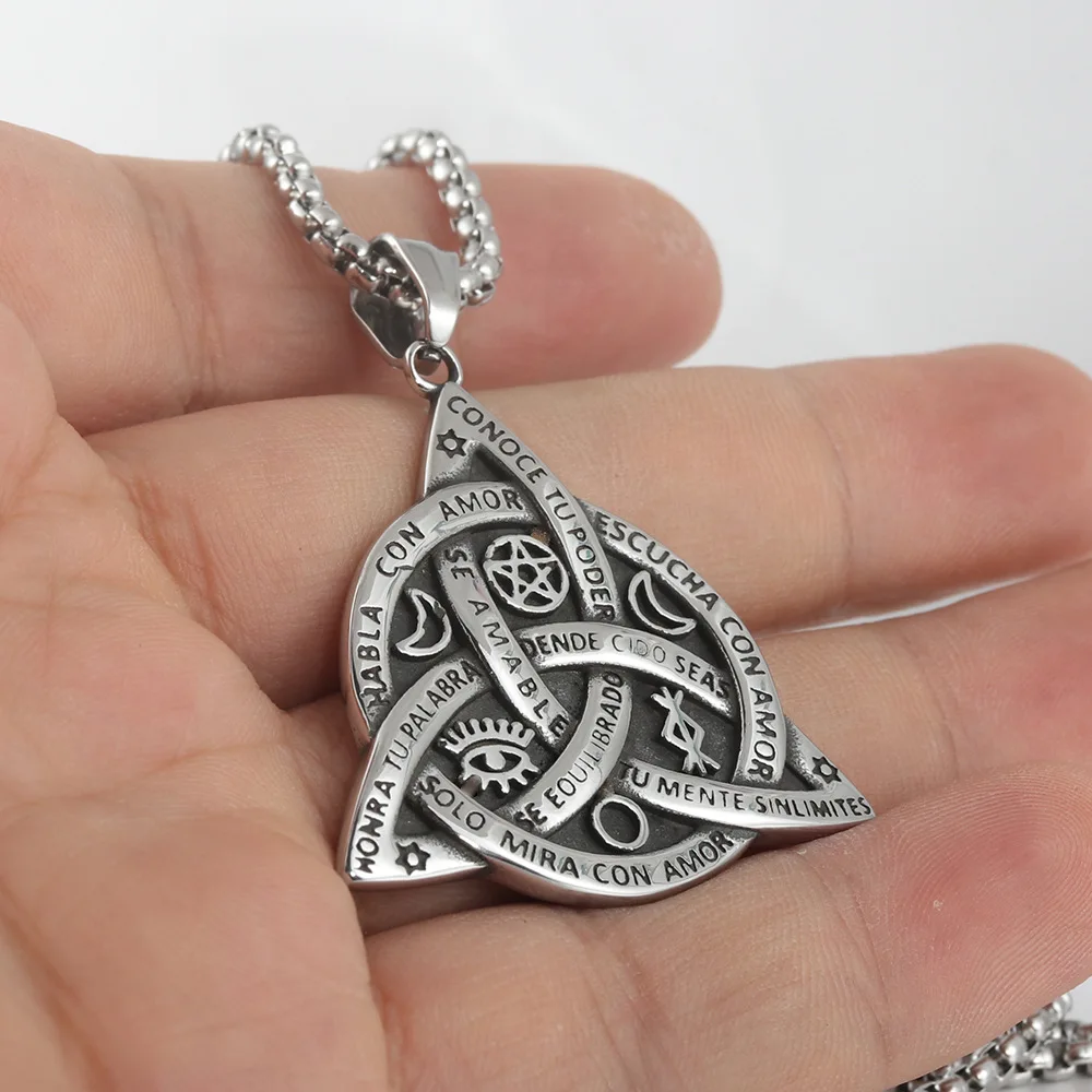 Nordic mythology ethnic style Celtic Trinity knot totem necklace men's trendy lucky jewelry