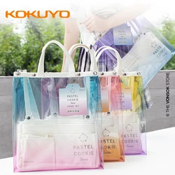 KOKUYO Pencil Case PVC Material Transparent Gradient Color Tote Bag Large Capacity Single Shoulder Bag Cosmetic Bag Stationery