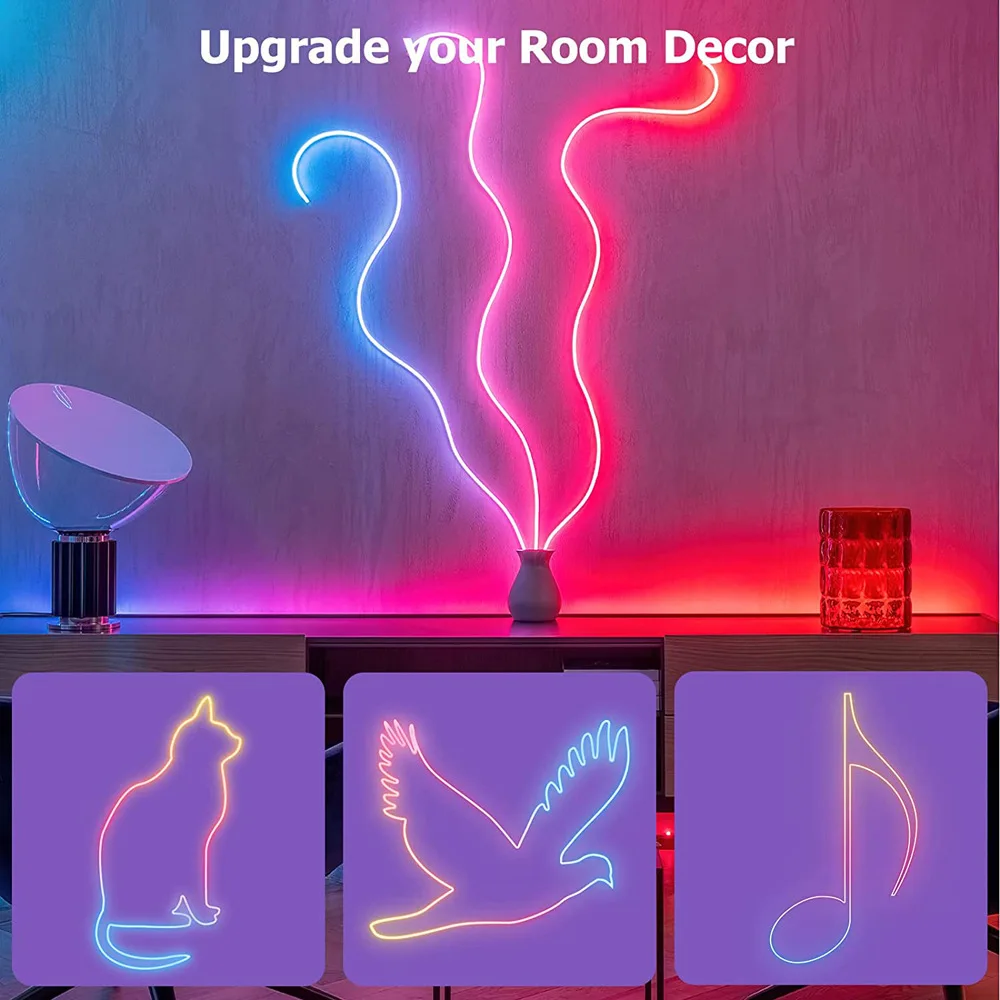 Imagem -05 - Rgb Neon Light com Wi-fi Neon Rope Light App Control Music Sync tv Backlight Sala de Estar e Decoração do Quarto Faça Você Mesmo Bar Light