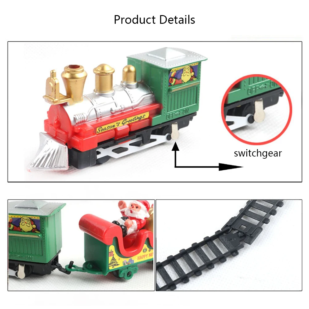 Cartoon Puzzle Assembled Rail Car Toys Battery-Powered Mini Train Railway Track Toys Santa Claus Christmas Gifts for Boys Girls
