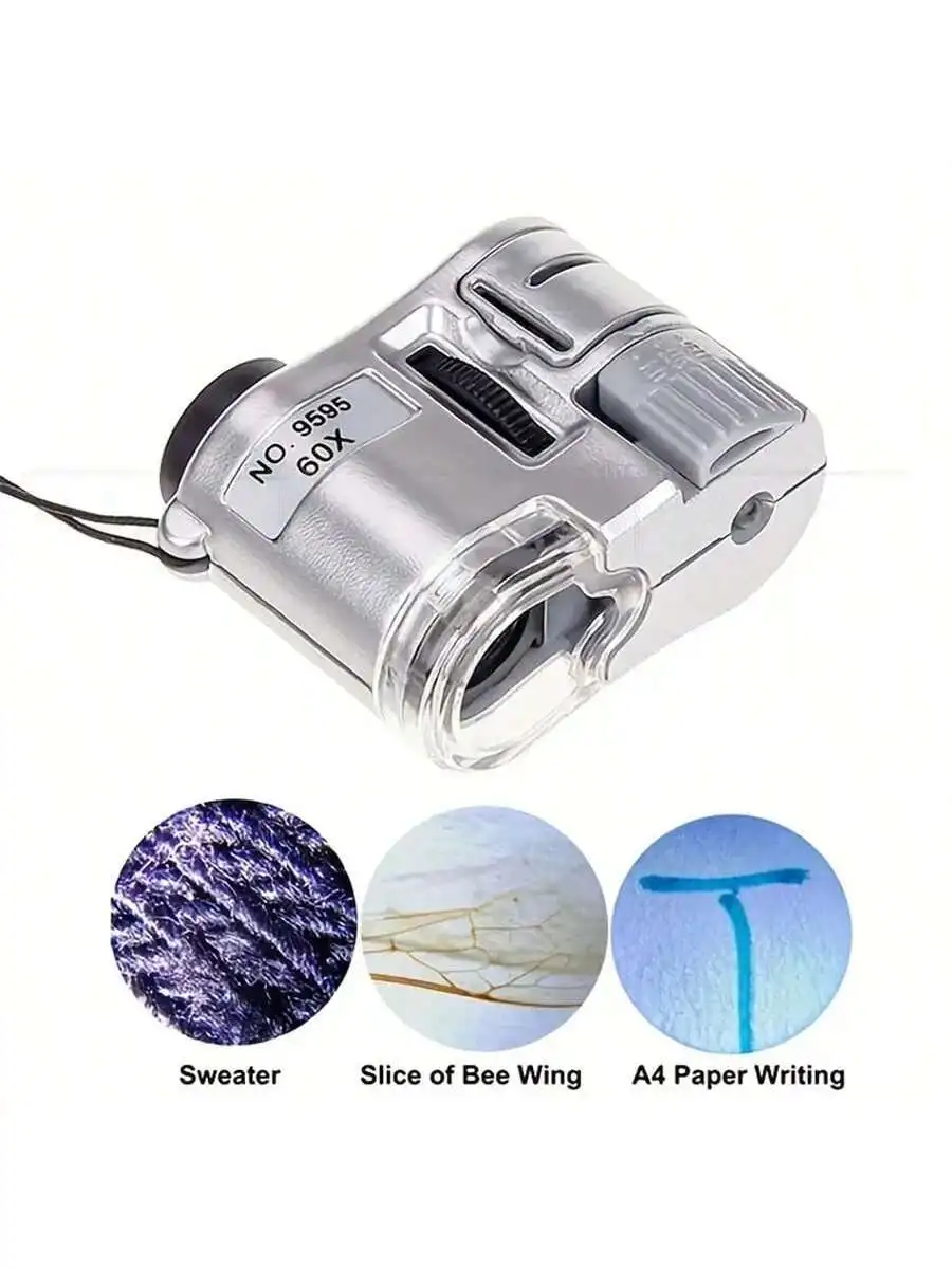 1pc 60X Portable Mini Microscope  Illuminate Your World With LEDUV Light For Banknote, Jewelry Antique Identification