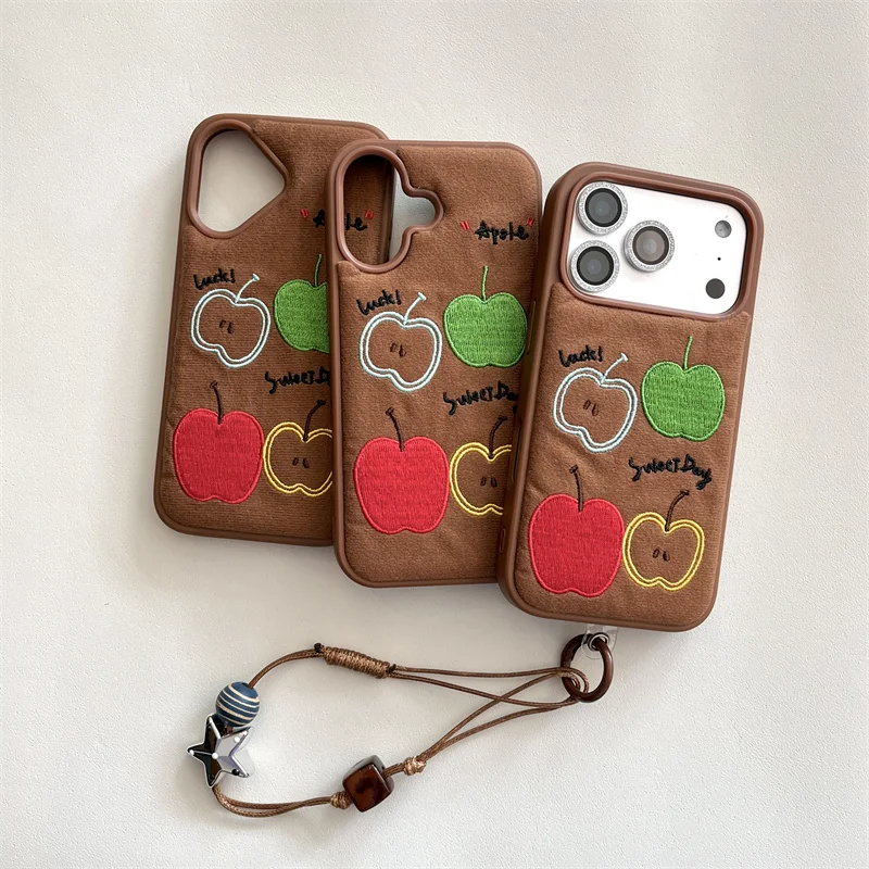 

New 2025 Cute fruit 3D sweet cover for iphone 17 pro max 13 14 15 16 promax cartoon stars bracelet phone case conque