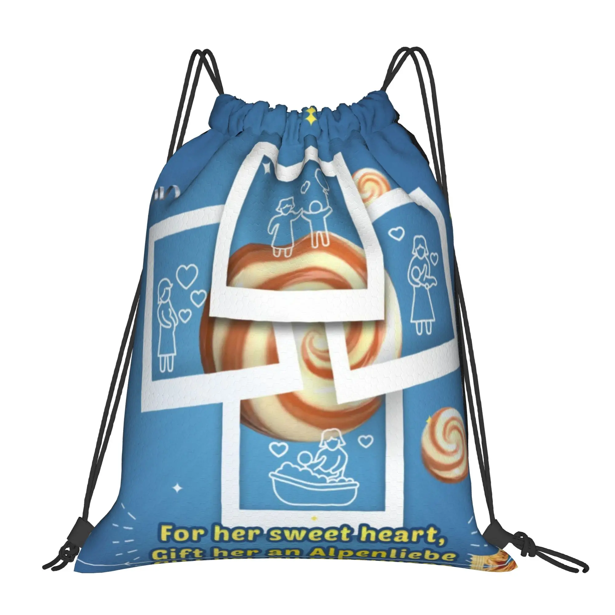 A-Alpenliebee Lollipop Flavor Tornado Portable Travel Riding Gym Drawstring Storage Sporty Backpacks