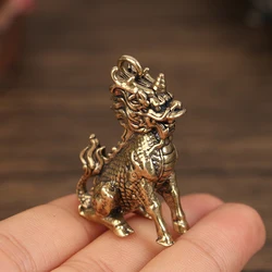 1Pcs Qilin Luck Animal Fengshui Vintage Statue Figurine Wealth Brass Decor Prosperity Chinese Style Ornament
