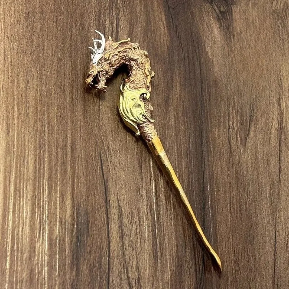 Brass Dragon Dig Ear Spoon Craft Keychain Ornament Home Decoration Figurines