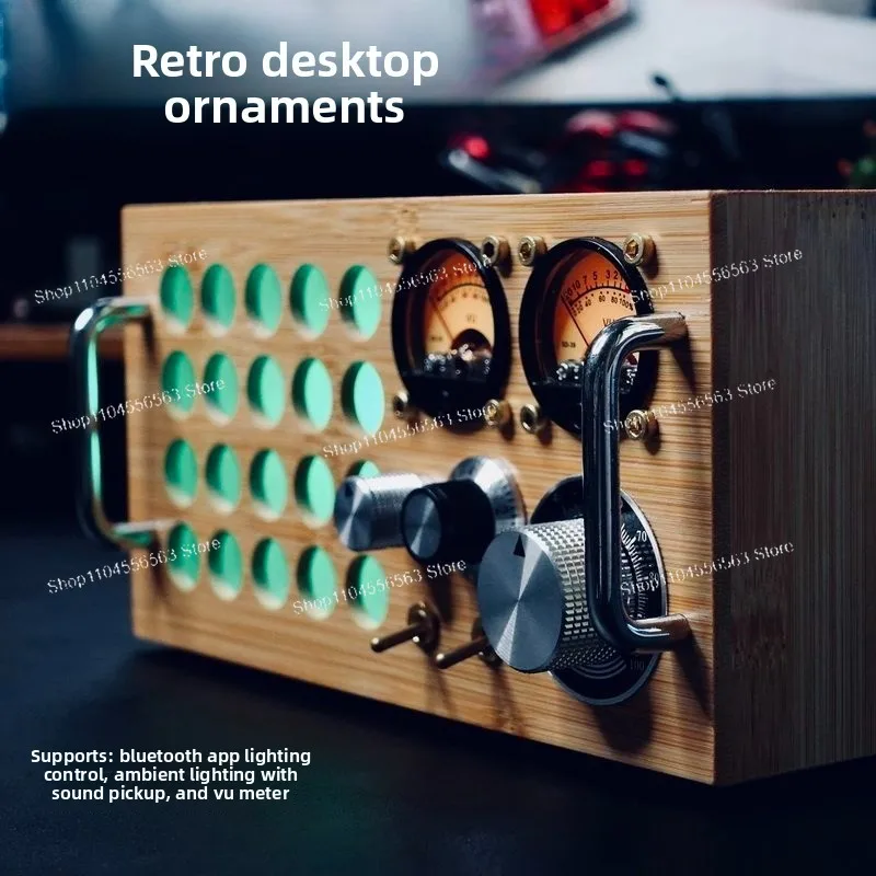 Vintage Cassette Player Sound-Activated Ambient Light, Desktop Night Light with UV Meter & Amplifier, Retro Home Decor Ornament