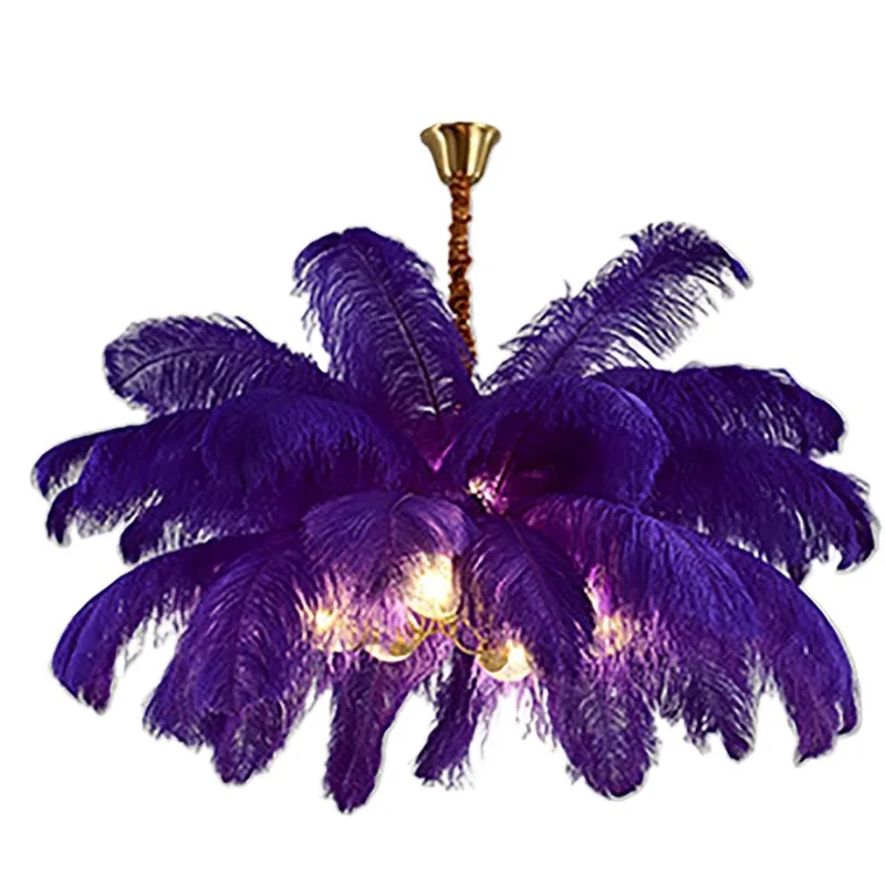 Modern art pendant romantic creative hanging candle stick chandelier with feather shade modern ostrich chandelier