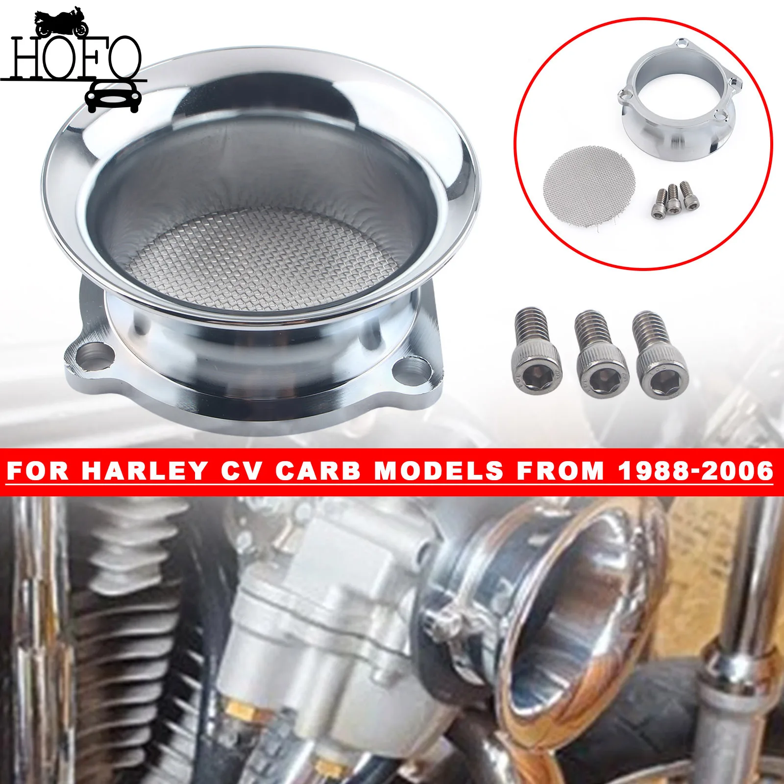 For Harley CV Carb models from 1988-2006 Sclmotos CNC Aluminium Motorcycle Carburetor Air Filter Velocity Stack