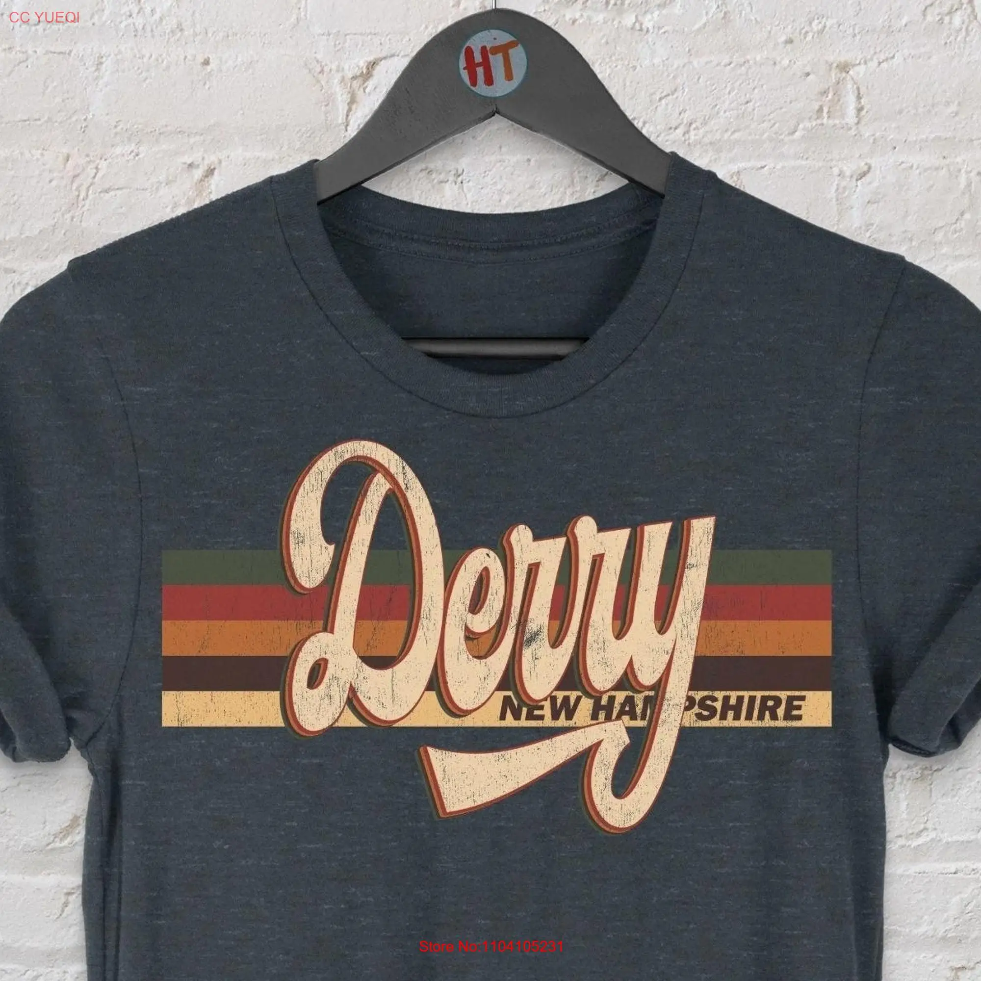 Derry Vintage Retro T Shirt New Hampshire Tourist Souvenir Hometown long or short sleeves