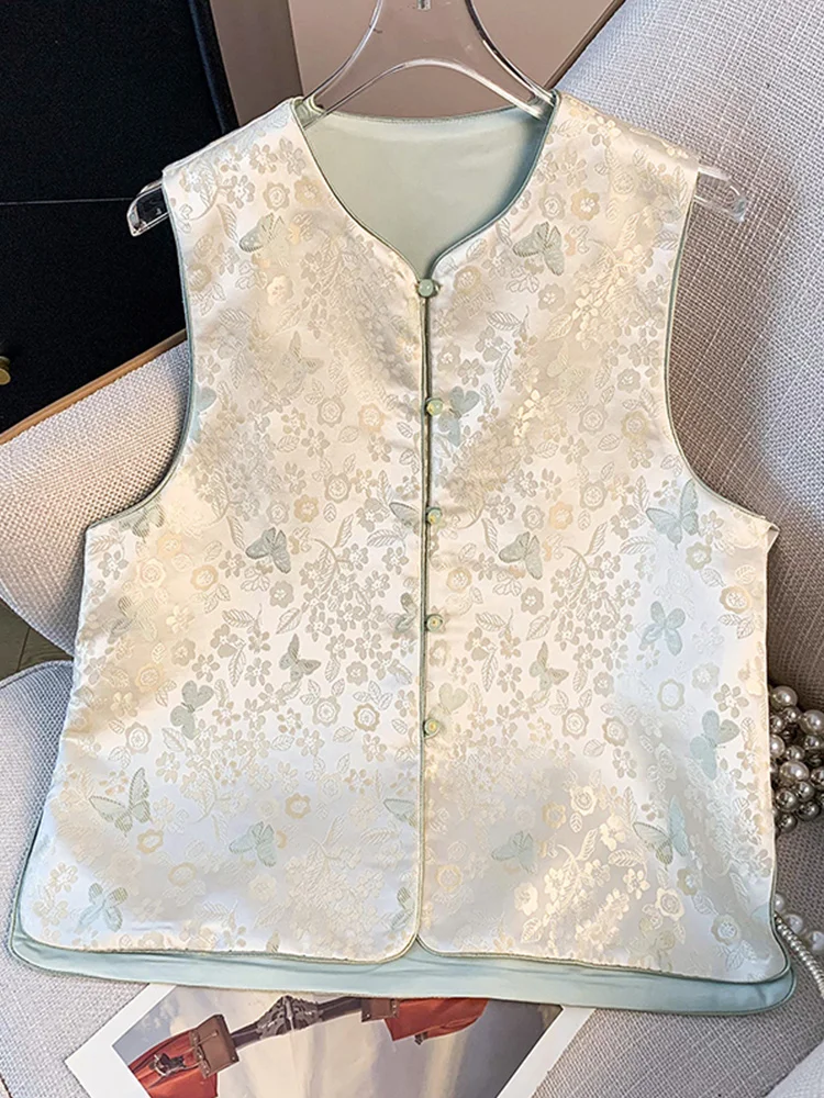 

Новый китайский атласный жилет с тяжелой вышивкой, женский летний костюм Faion Tang, топ-джакет