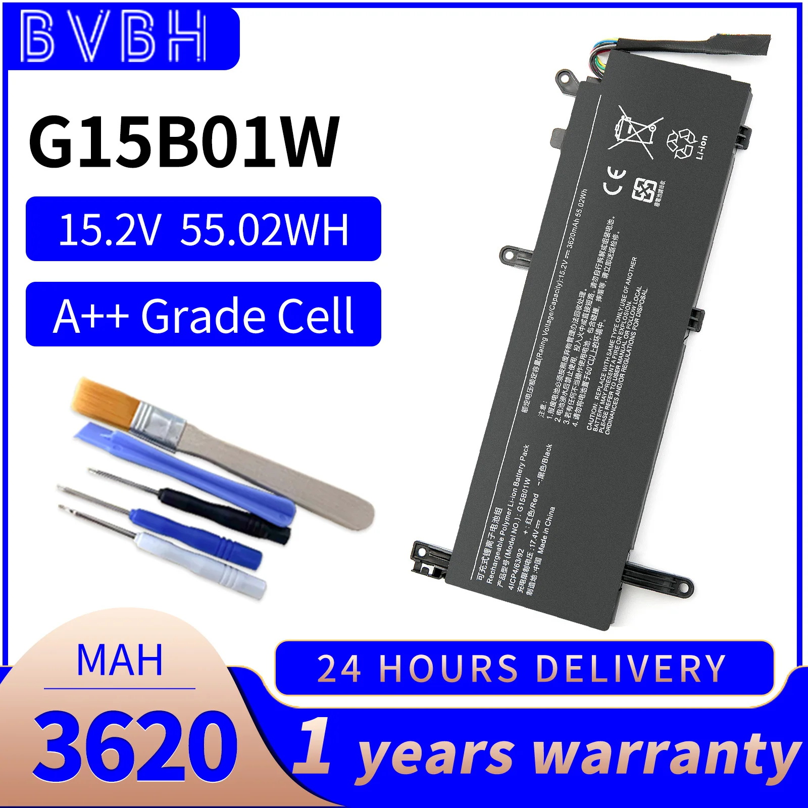 

G15B01W Replacement Battery For Xiaomi Mi Notebook 15.6" TM1705 TM1801 GTX1050Ti/1060 171502-AK/AN/AA/I 3620mAh