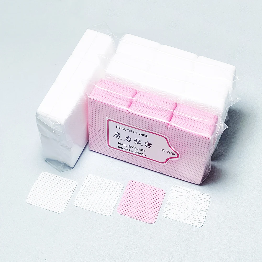 300/600pcs Lint Free Nail Wipes Nail Polish Remover Pads Pink Lint Free Wipes For Soft Nails Glue Wipes Eyelash Lash Extensions