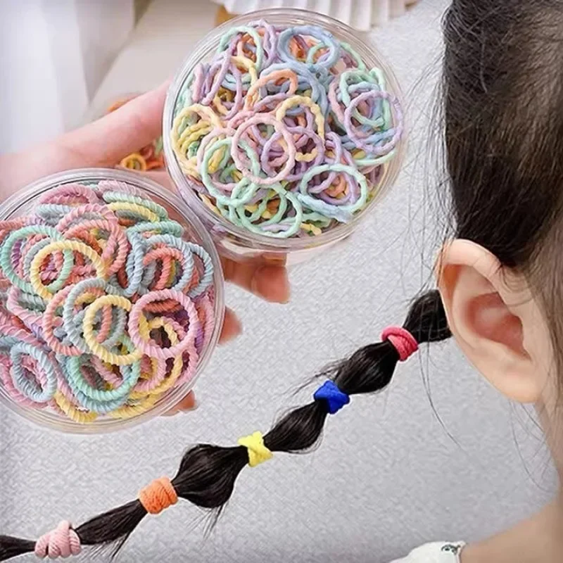 50/200pcs Colorful Girls Baby Elastic Hair Bands Cute Small Ponytail Holder Children Scrunchie Rubber Ties Hair Rope Accessories