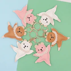 Ballet Dancing Leather Bear Keychain Cute Trendy Rabbit PU Keyring For Women Kids Bag Pendant Backpack Hanging Decoration Gift