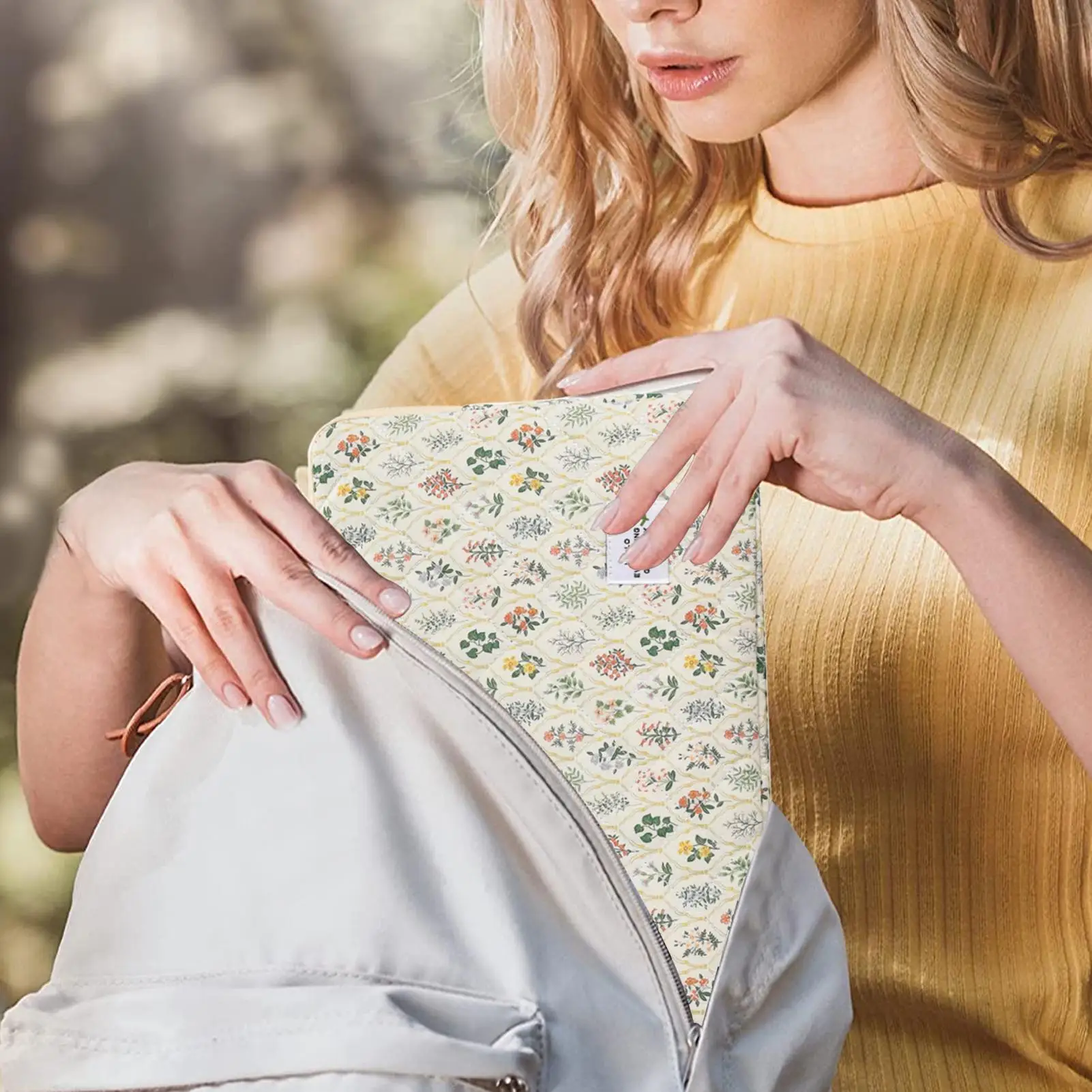 

Laptop Sleeve Case Laptop Sleeve Tablet Case 14-Inch Precise Fit Women Bag Floral Organizer For Commuting School Study Room