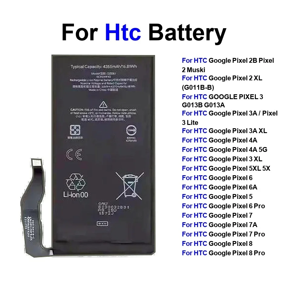 New Battery For GOOGLE 2 2B PIXEL 3 3XL Pixel 4XL 4 4A 5A 5 5G 6 Pro 7A 7 8 Batteries