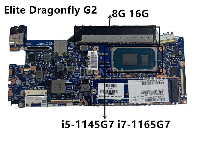 

Материнская плата для ноутбука HP Elite Dragonfly G2 с фотографией i7-1165G 7 CPU 16GBRAM 6050A3218601-MB-A01