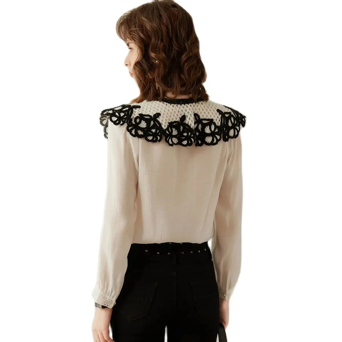 Shirt Women Detachable Fake Collar Lace Doll Collar Single Breasted Design Spring And Autumn Models False Collar Clothes Shirt