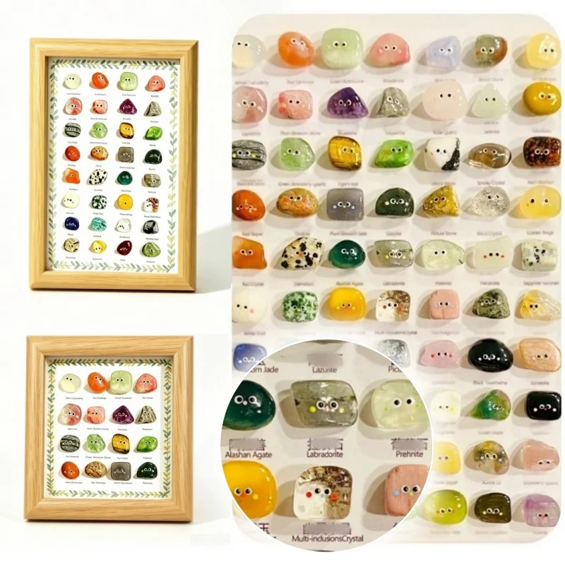 16/32pcs, Crystal Spirit Frame, Cute Hand-painted Mini Crystals, Crystal Specimen Frame Ornament, Decorative Crystal Ornament