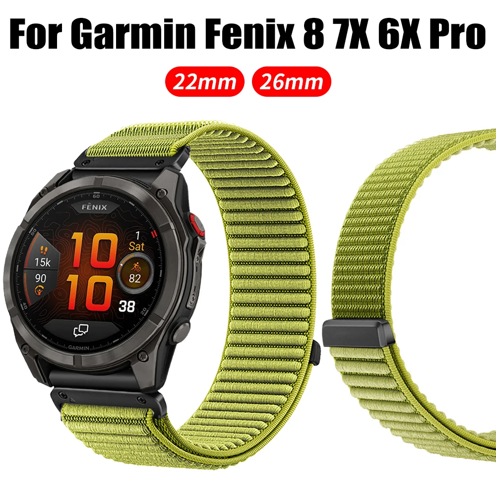 QuickFit 22mm 26mm Sport Nylon Strap For Garmin Fenix 8 Pro 7/7X 47mm 51mm Fenix 6 6X/Enduro 3 Instinct 2X Bracelet Watchbands