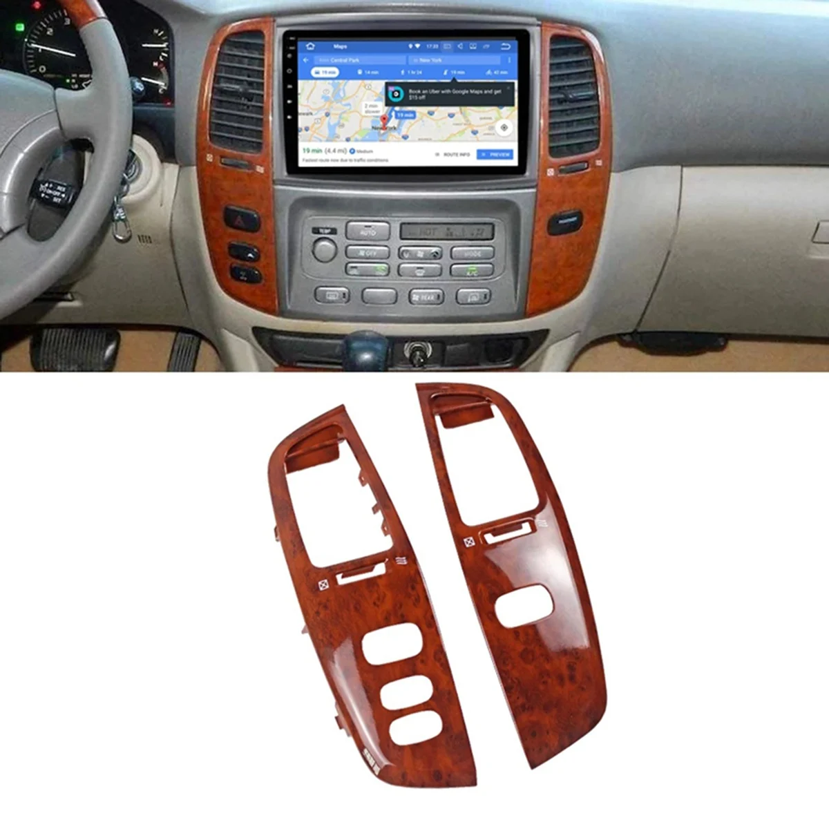 ABHX-Car Air Conditioning Panel Vent Face Frame For Toyota Land Cruiser 100 LC100 FJ100 97-07 Air-Conditioning Outlet Wood Grain