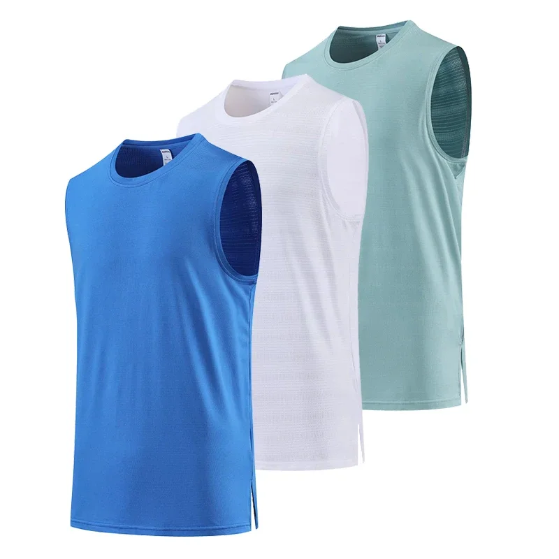 Camiseta sin mangas de secado rápido con cuello redondo para hombre, chaleco muscular de verano, ropa de gimnasio, camiseta sin mangas para culturismo, camisetas deportivas de entrenamiento