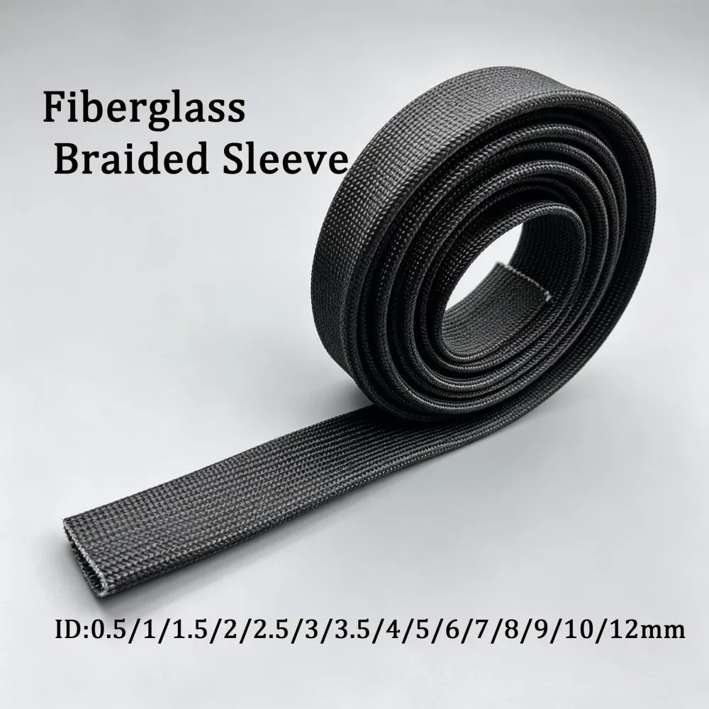 Braided Fiberglass Sleeve 600 Deg.C 1 ~ 12mmHigh Temperature Chemical Glass Insulation Soft Fiber Tube Sleeving Cable Protector