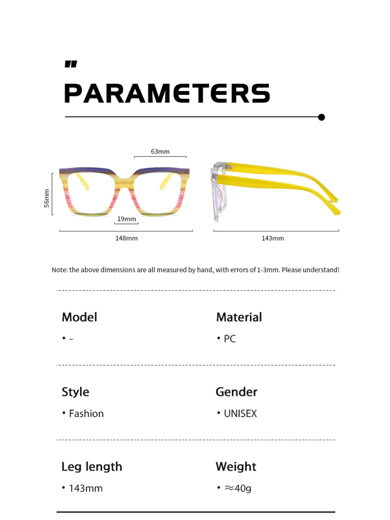 Modische, bunte Streifen-Übergröße-Brille, stilvolle Markendesign-Brille, personalisiertes quadratisches Dekor, schicker Rahmen für Damen – Detail 10